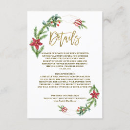 Cartão De Informações Casamento de Natal de Poinsettia de Pinheiro de In