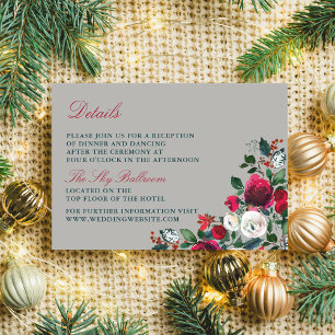 Cartão De Informações Casamento de Natal do Feriado Floral de inverno