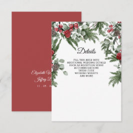 Cartão De Informações Casamento de Natal Rustic Pine Berries