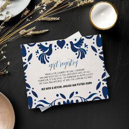 Cartão De Informações Casamento de Otomi Blue Floral Elegant Fiesta