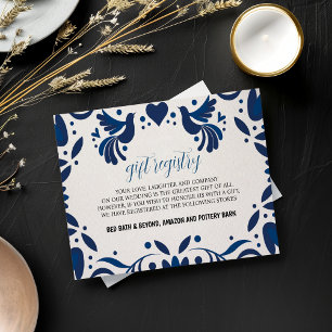 Cartão De Informações Casamento de Otomi Blue Floral Elegant Fiesta