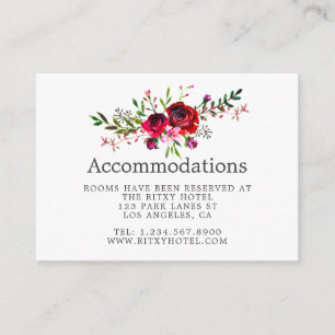 Cartão De Informações Casamento de Outono Acomodações Florais Aquarela