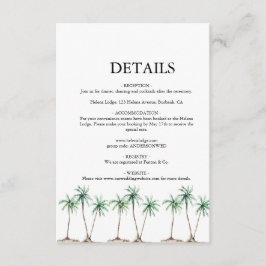 Cartão De Informações Casamento de Palmeira em Aquarela Moderna