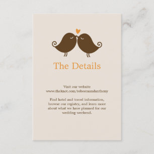 Cartão De Informações Casamento de Pássaros de Amor