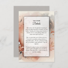 Cartão De Informações Casamento de Pétalas Blushing e Prata Swirls