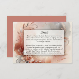 Cartão De Informações Casamento de Pétalas Blushing e Prata Swirls