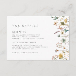 Cartão De Informações Casamento de Pormenores das Flores Presas Elegante