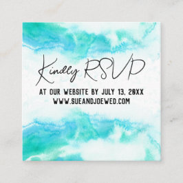 Cartão De Informações Casamento de Praia Blue Waves Mini Gabinete de Web