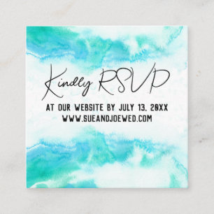 Cartão De Informações Casamento de Praia Blue Waves Mini Gabinete de Web