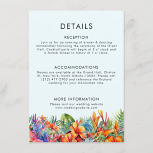 Cartão De Informações Casamento de Praia Nupcial de Praia Floral