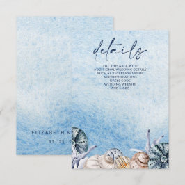 Cartão De Informações Casamento de Praia Rustic Seashells Ocean Sea Summ