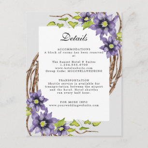 Cartão De Informações casamento de primavera Clematis