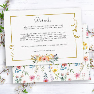 Cartão De Informações Casamento de Primavera Verão com Aquarela de Flore