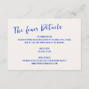 Cartão De Informações Casamento de Quadro Azul Espalhado Manuscrito