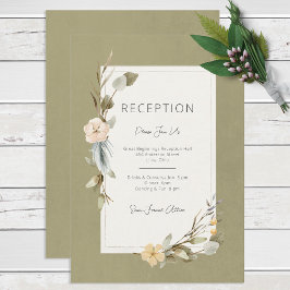 Cartão De Informações Casamento de Recepção de Frame Floral Seco Boho