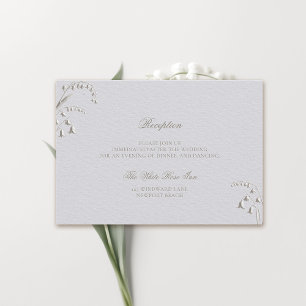 Cartão De Informações Casamento de Recepção Formal de Faux Embossed Lily