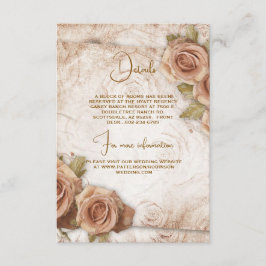 Cartão De Informações Casamento de Rosas de cor suave