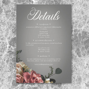 Cartão De Informações Casamento de Rosas Florais Brancas Elegantes