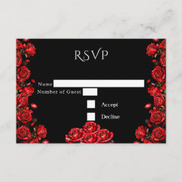 Cartão De Informações Casamento de Rosas vermelhas Fairytale RSVP