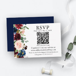 Cartão De Informações Casamento de RSVP de Azul Floral Mistura de Água