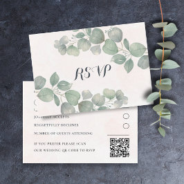 Cartão De Informações Casamento de RSVP de Código QR Verde e Laranja Euc