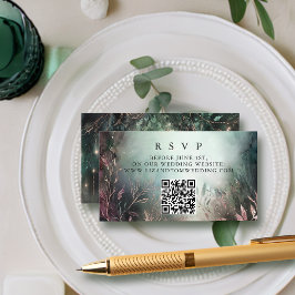 Cartão De Informações Casamento de RSVP Online de Código QR de Jardim En