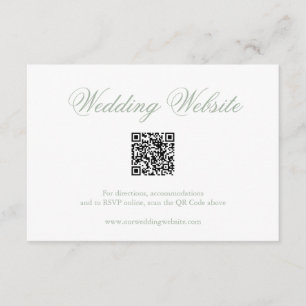 Cartão De Informações Casamento de sábio verde do site de código QR Eleg