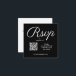 Cartão De Informações Casamento de Script Chic do Código QR<br><div class="desc">Estes modernos cartões de cerimônias de chic preto-e-branco são uma maneira fácil para os seus hóspedes para RSVP no seu website de casamento. Para criar o seu próprio Web site Código QR, basta introduzir o seu URL na caixa de texto ao personalizar os seus cartões. **O Serviço de Design ao...</div>