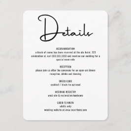 Cartão De Informações Casamento de Script de Caligrafia Negra Mínima Mod