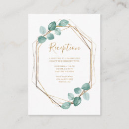 Cartão De Informações Casamento de Script Dourado Moderno Eucalyptus Wat