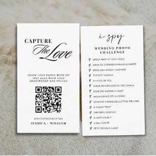 Cartão De Informações Casamento de Script Moderno Capture o Código QR de