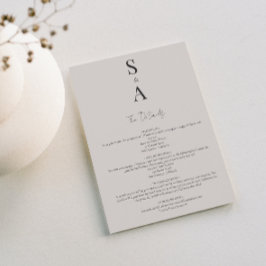 Cartão De Informações Casamento de Script Moderno e Elegante e Monograma