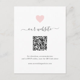 Cartão De Informações Casamento de Site de Código QR Coração Cor-de-Rosa