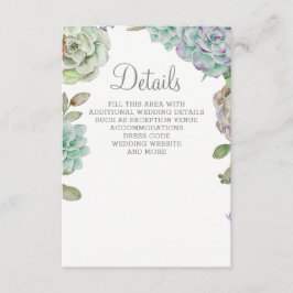 Cartão De Informações Casamento de Suculentas de Cacto do Deserto