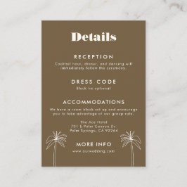 Cartão De Informações Casamento de Trópicos Minimalistas Castanhos