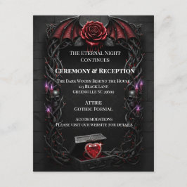 Cartão De Informações Casamento de Vampiro Gótico de Noite Eterna Romanc
