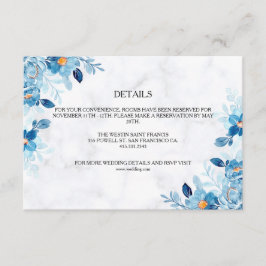 Cartão De Informações Casamento de verão de flor elegante azul