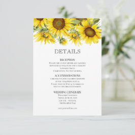 Cartão De Informações Casamento de Verão Elegante com Girassóis