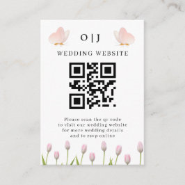 Cartão De Informações Casamento de verão moderno com flores cor-de-rosa 