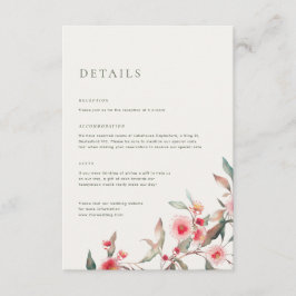 Cartão De Informações Casamento de Verduras de Eucalipto e Flores Cor-de