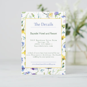 Cartão De Informações Casamento de Watercolor Wildflower