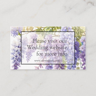 Cartão De Informações Casamento de wisteria de cor da água púrpura Elega