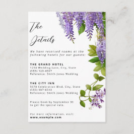 Cartão De Informações Casamento de Wisteria Púrpura Botânica