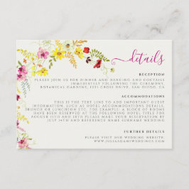 Cartão De Informações Casamento de Wreath com Orquídeas Selvagens Rosa P