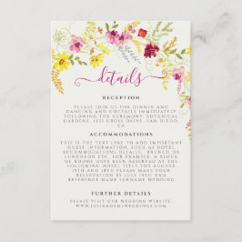 Cartão De Informações Casamento de Wreath com Orquídeas Selvagens Rosa P