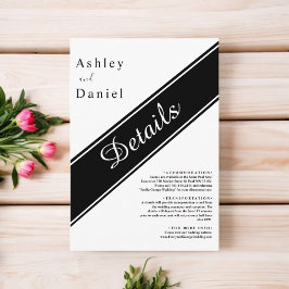 Cartão De Informações Casamento Delicado Branco E Preto Moderno Elegante