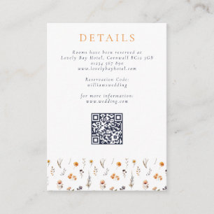 Cartão De Informações Casamento Delicado Flores Solares e Flores Selvage