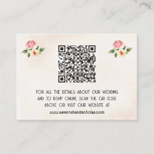 Cartão De Informações Casamento do Código QR do Registro de Vinilo Flora