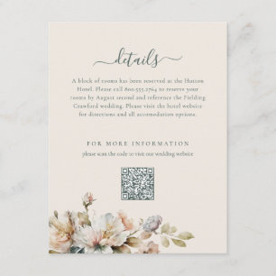 Cartão De Informações Casamento do Código QR Floral do Elegante Boho Vin
