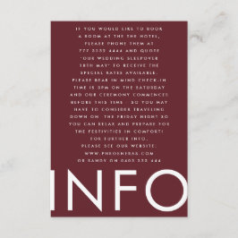 Cartão De Informações Casamento do Grande Monograma do Burgundy Maroon M